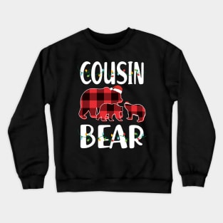 Cousin Bear Red Plaid Christmas Pajama Matching Family Gift Crewneck Sweatshirt